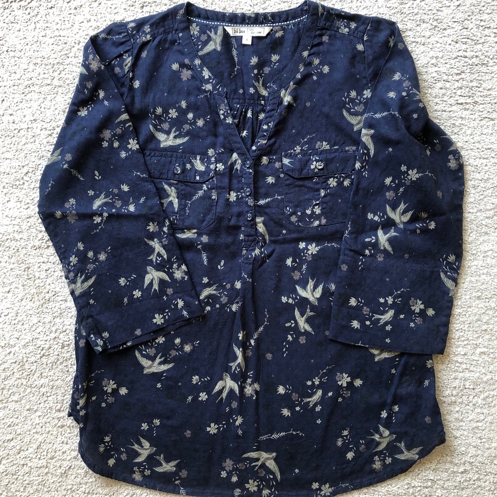 Unknown Brand Women's Navy Floral Tunic Top